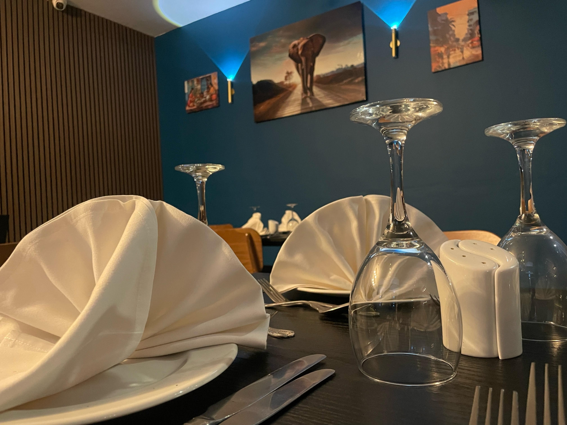 Photograph 5 of 6: Table laid with linen and glassware in the Jaflong Tandoori dining room